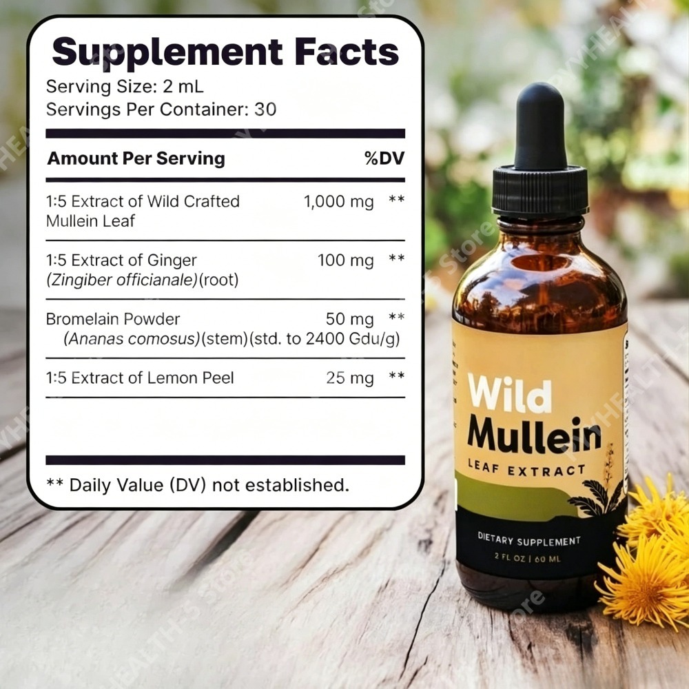 Wild Mullein Leaf Drops with G - Herbal Wellness For You review and price